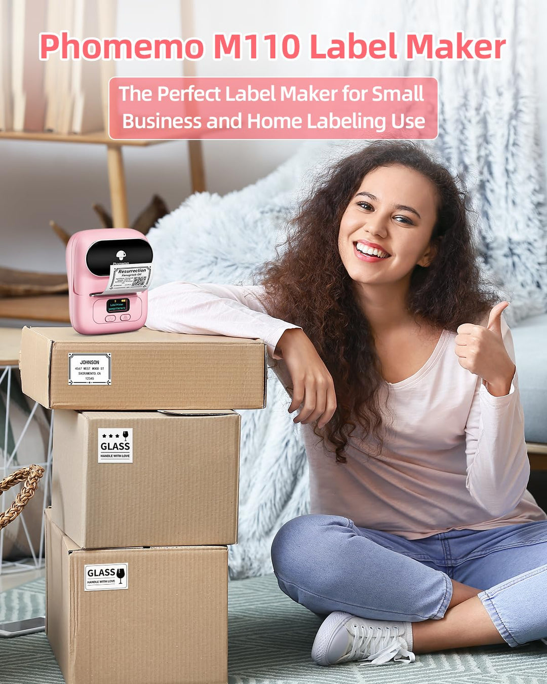 Phomemo M110 Tragbarer Etikettendrucker Beschriftungsgerät Selbstklebend, Labeldrucker Bluetooth The