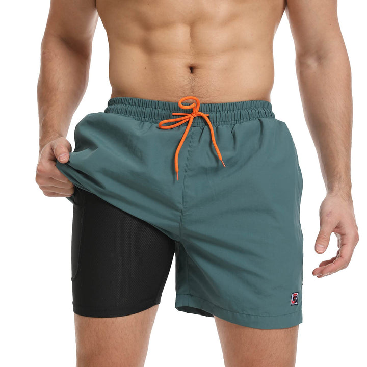 JustSun Badehose Herren Schnelltrocknend Boardshorts mit Mesh-Futter und Verstellbarem Tunnelzug S G