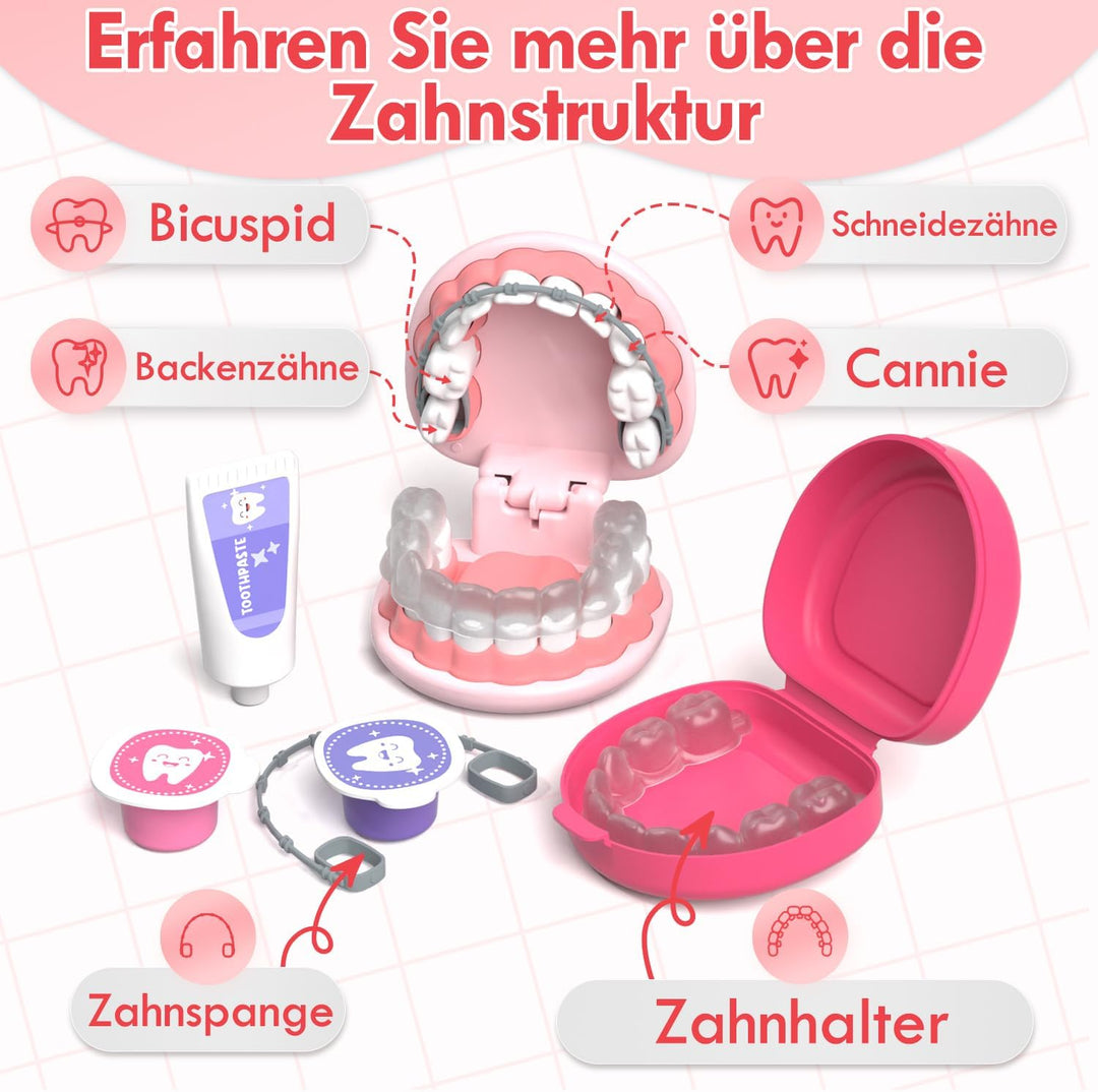 Lehoo Castle Arztkoffer Kinder ab 3 Jahre, Zahnarzt Spielzeug, Doktorkoffer, Rollenspiel für Kinder