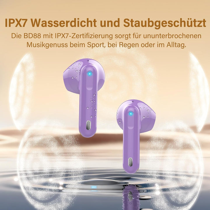 Jesebang Bluetooth Kopfhörer in Ear Kopfhörer Kabellos Bluetooth 5.4, Lila | Hi-Fi Stereoklang, ENC