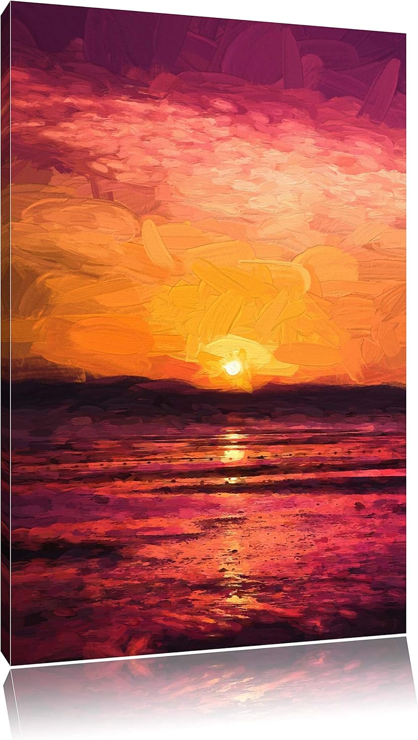 Pixxprint Sonnenaufgang über Meer als Leinwandbild/Grösse: 100x70 cm/Wandbild/Kunstdruck/fertig besp