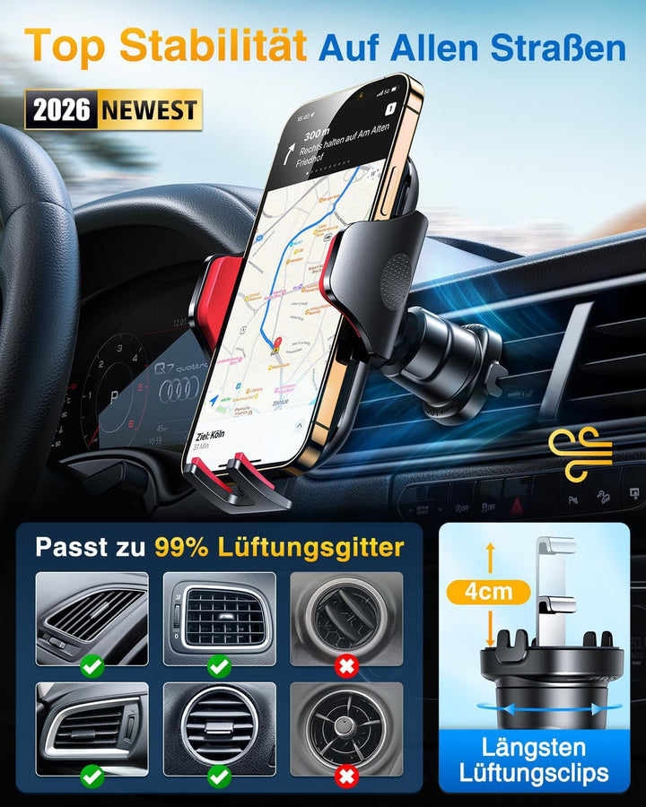 VANMASS Handyhalterung Auto Upgrade Patent Handyhalter Auto Lüftung Silikonschutz 100% Stabil Handy