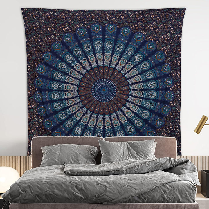 Bless International Indischer Hippie Bohemian Psychedelic Peacock Mandala Wandbehang Bettwäsche Tapi