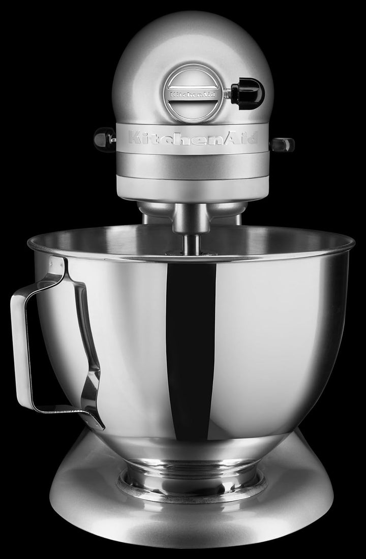 KitchenAid 5KSM95PSECU Küchenmaschine (4,3 L, Spritzschutz, 275 Watt, Flachrührer, Knethaken und Sch