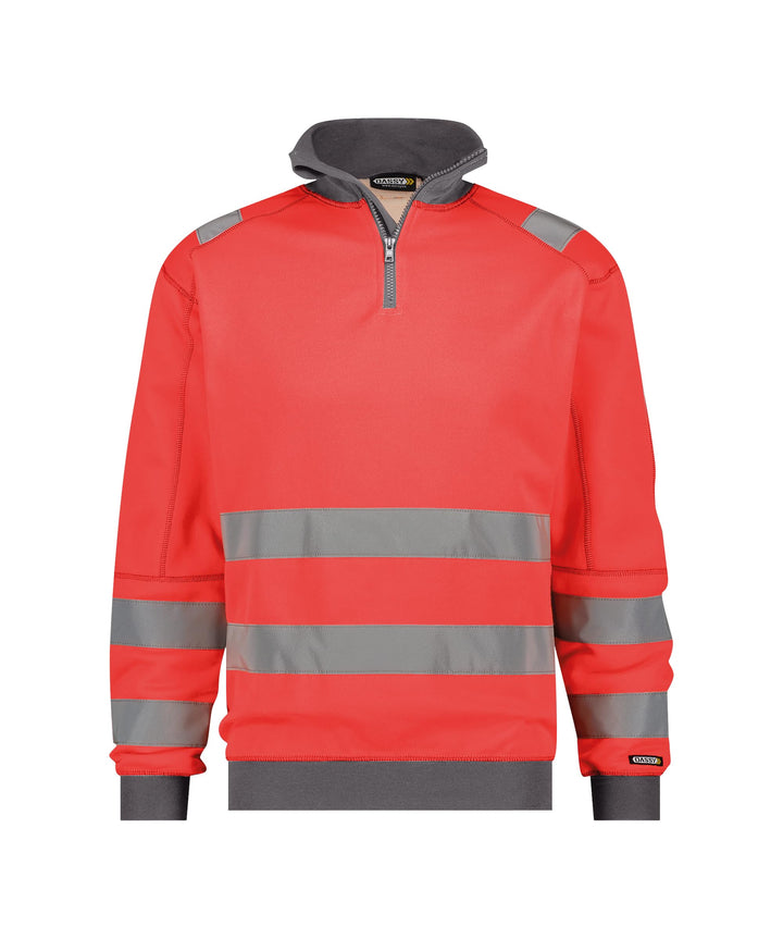 DASSY® Denver Warnschutz Sweatshirt DASSY HIVIS PESCO 84 - HIVIS STOFF NEONROT/ZEMENTGRAU 4XL