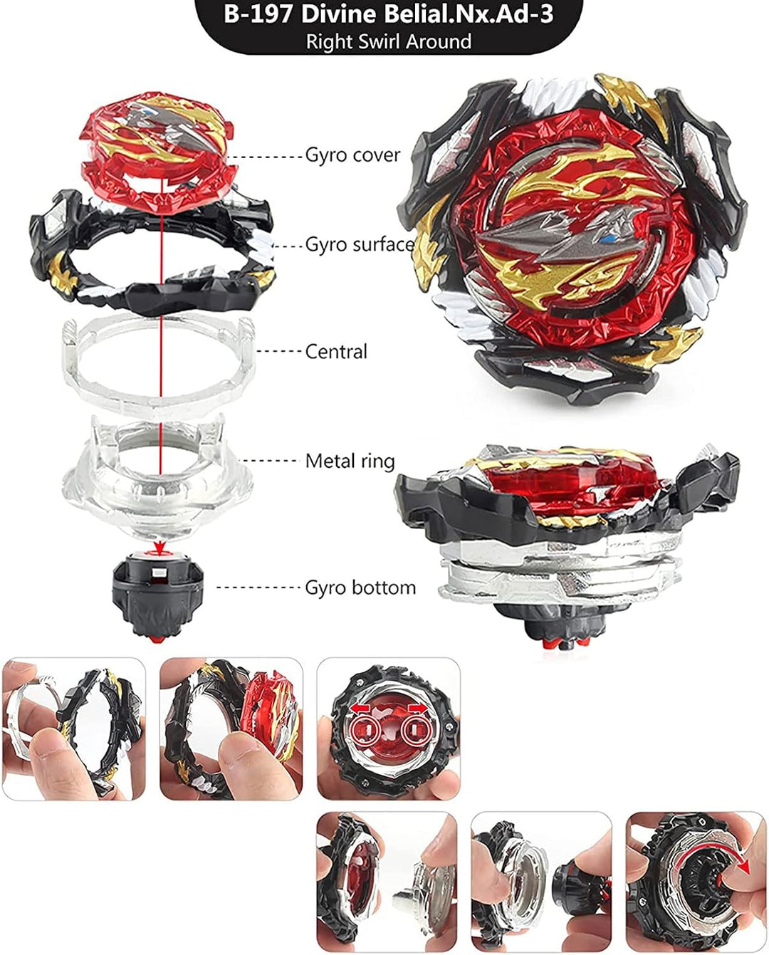 Bay Kampfkreisel Booster B197 Divine Metal Spielzeugset mit Starter &amp; Griff | Kompatibel mit Burst S
