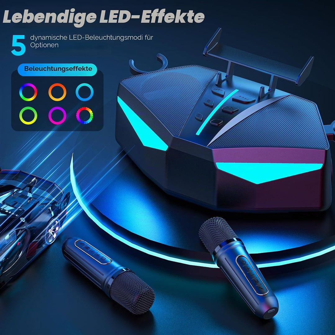 Karaoke-Maschine : Echter Tragbarer Lautsprecher mit 35W, 8-Stunden-Autonomie, 2 Aufladbare Drahtlos