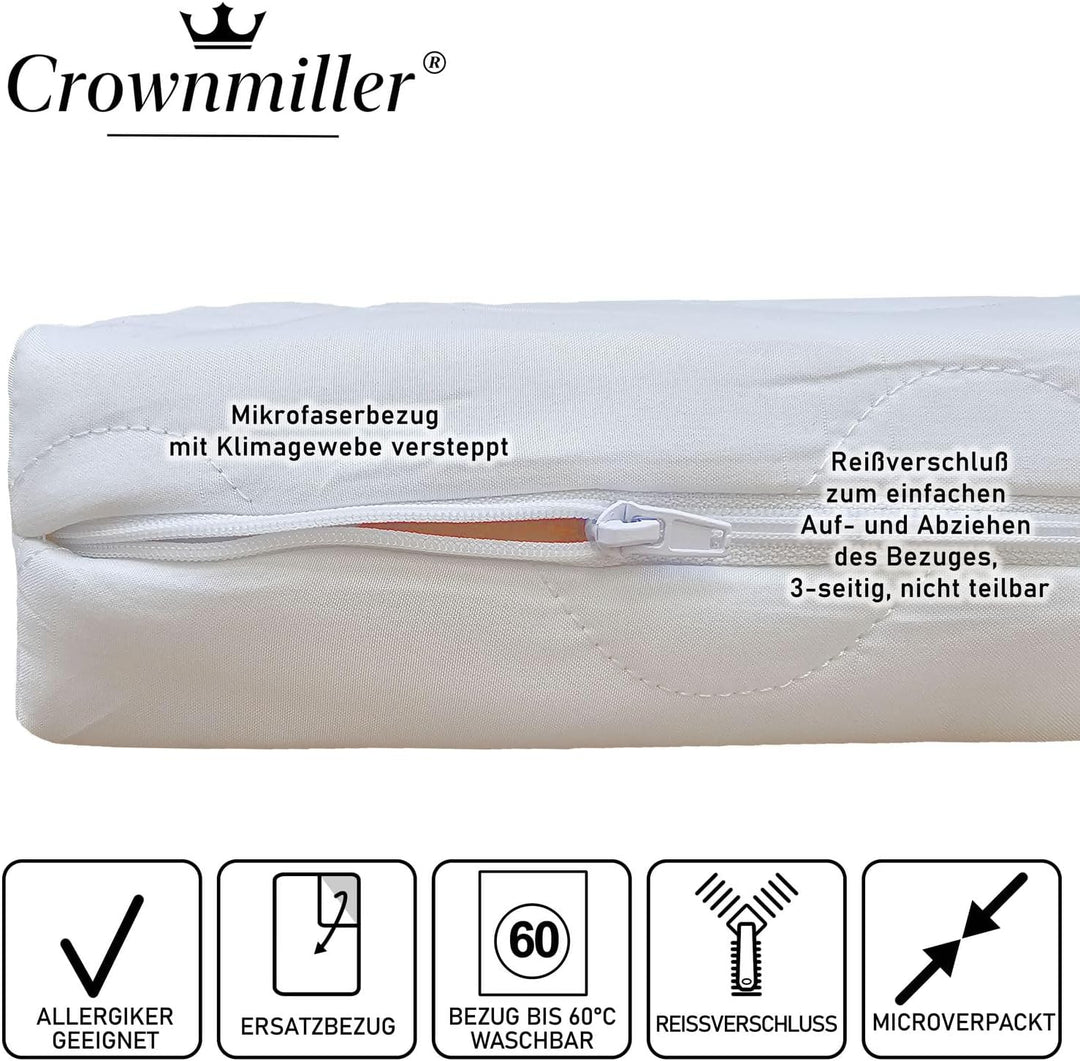 Crownmiller Topperbezug 140x200 cm für Topper Von 5-7cm, Microfaser, 60°C waschbar, 3-seitiger Reiss