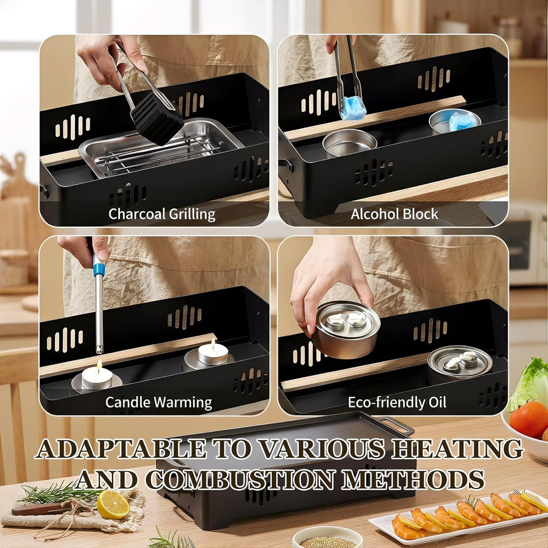 Warmhalteplatte fürs Grillen, BBQ Warmhalteplatte Teelicht, Warmhaltebehälter für Essen & Grillgut,