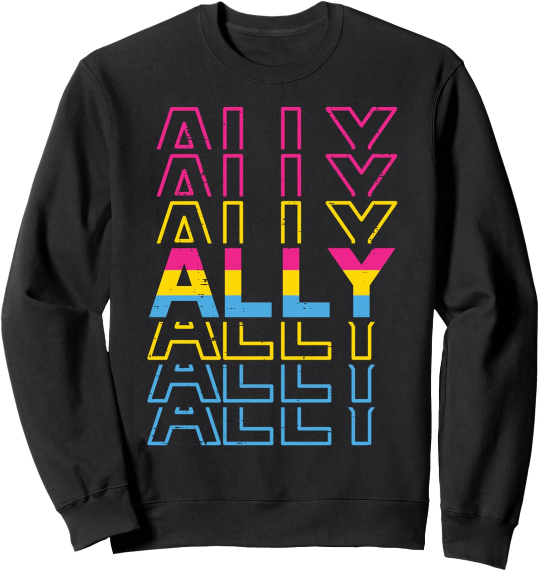 Ally Pansexual Color Retro Pan Pride Flag LGBTQ Men Women Sweatshirt