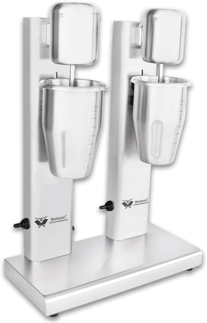 Beeketal 'BMS-2' Profi Gastro Doppel Milchshaker Mixer aus Edelstahl mit 2 Geschwindigkeitsstufen in