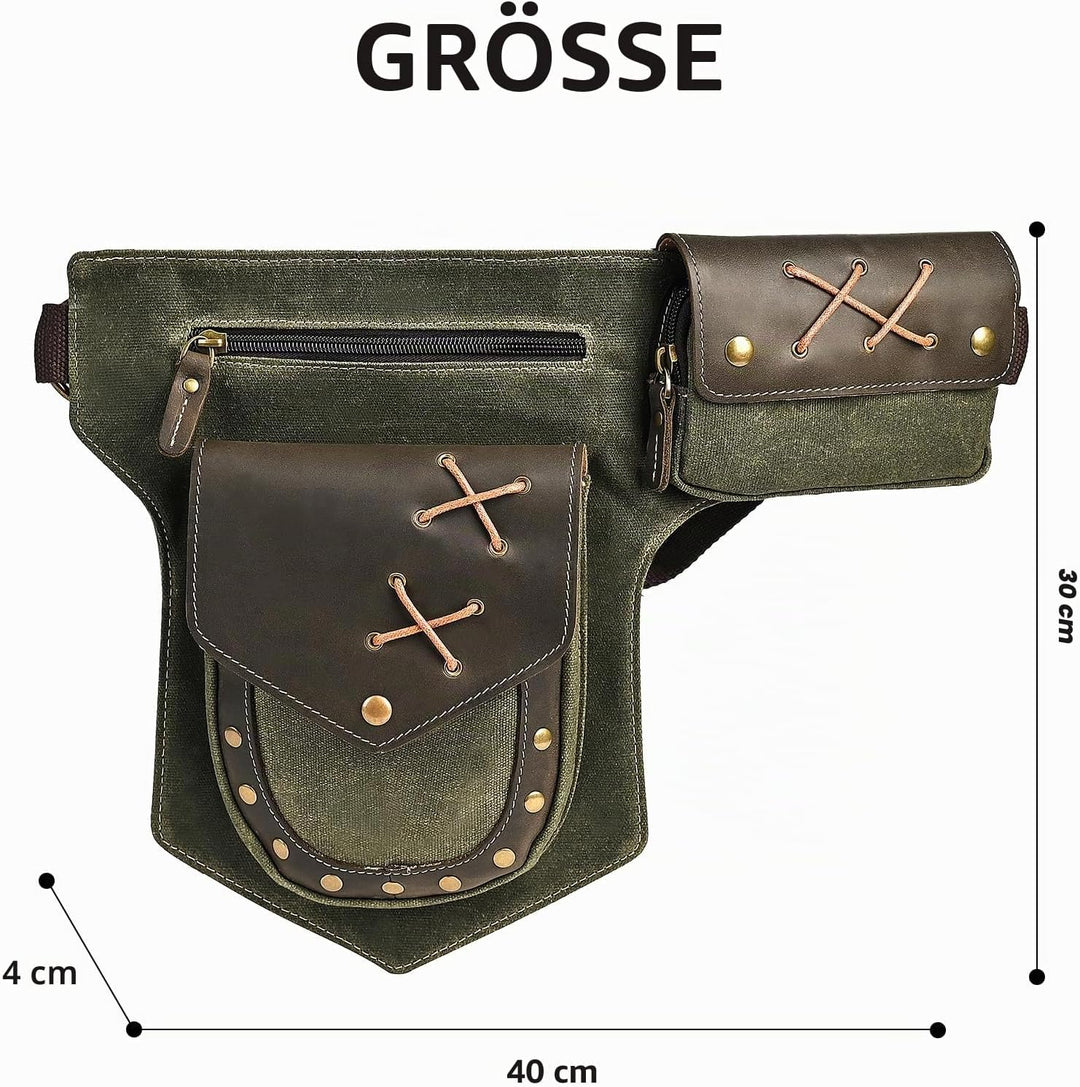 Herren Canvas + Leder Motorrad Reiten Tasche Beinbeutel Beintasche Aussenbeintasche Hüfttasche Drop