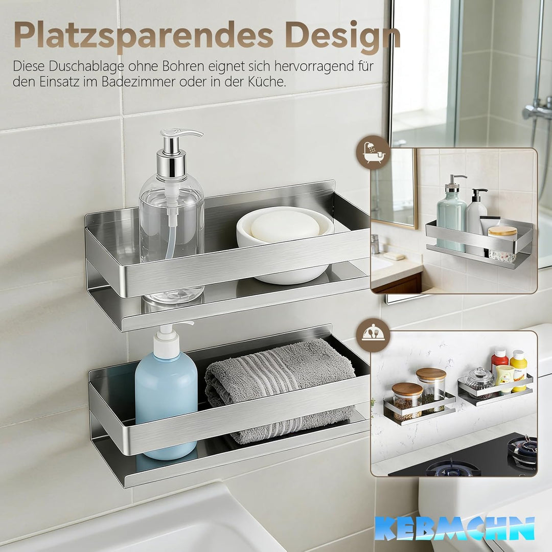 Duschablage ohne Bohren 23 * 9 * 7.5CM- Selbstklebender Duschkorb, Rostfreies Badezimmerregal, platz