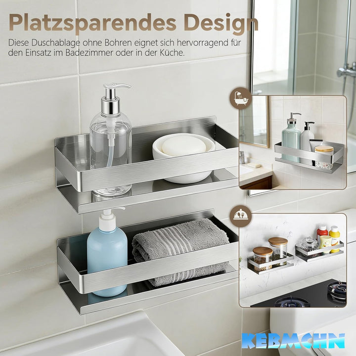 Duschablage ohne Bohren 23 * 9 * 7.5CM- Selbstklebender Duschkorb, Rostfreies Badezimmerregal, platz