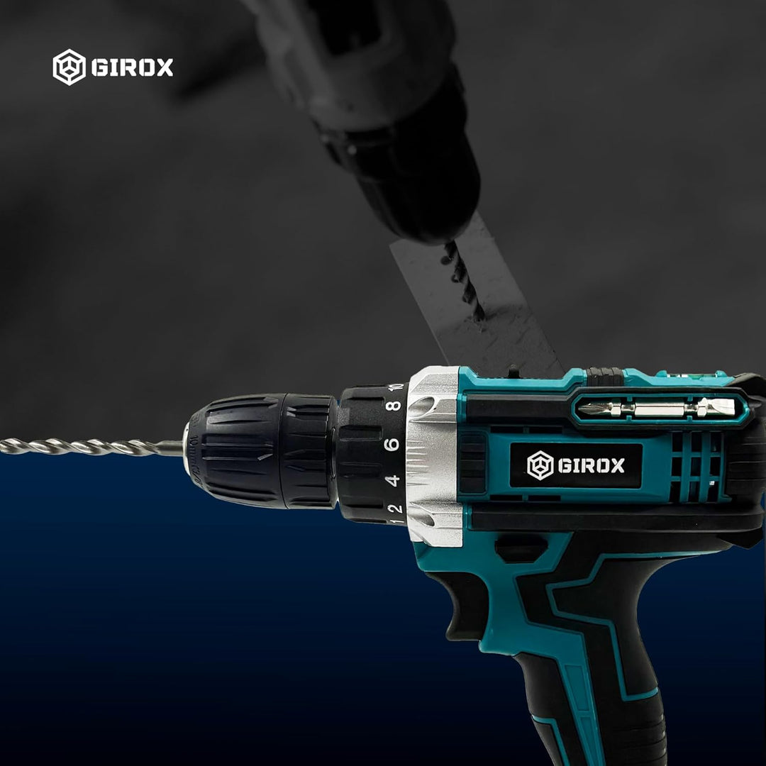 Girox - Akku Bohrschrauber 21V Blau - Akkuschrauber Set mit 2x 2,0Ah Li-Ion Akku und Ladegerät - 2 G