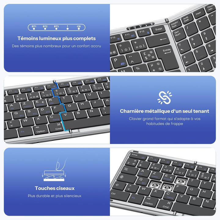 OMOTON Faltbare Tastatur und Maus Kabellose mit Ziffernblock, Bluetooth Tastatur mit Maus Wiederaufl