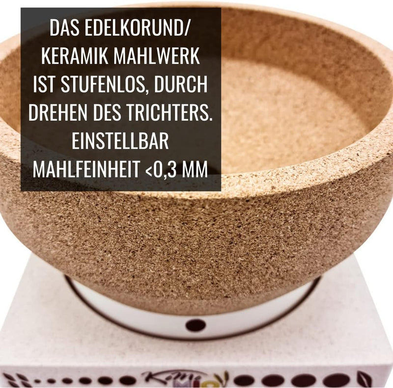 KoMo KoMoMio ECO Getreidemühle elektrisch - Holz, Arboblend® mit Korktrichter - 250W Motorleistung -