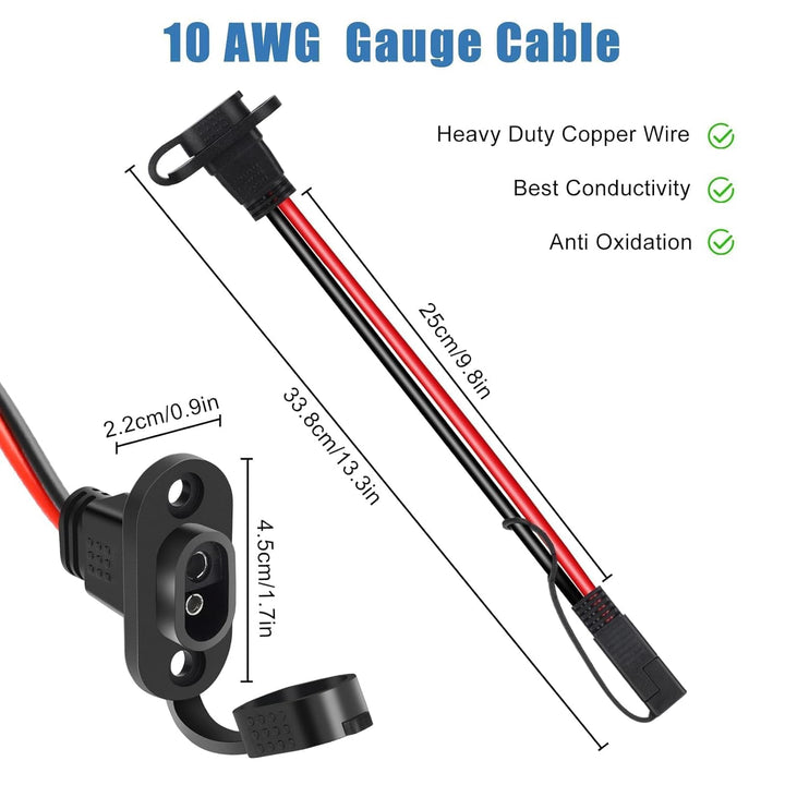 Linkstyle SAE-Schnellverbinder, SAE-Verlängerungskabel, 10 AWG, Stecker auf Buchse, Steckdose, Seite