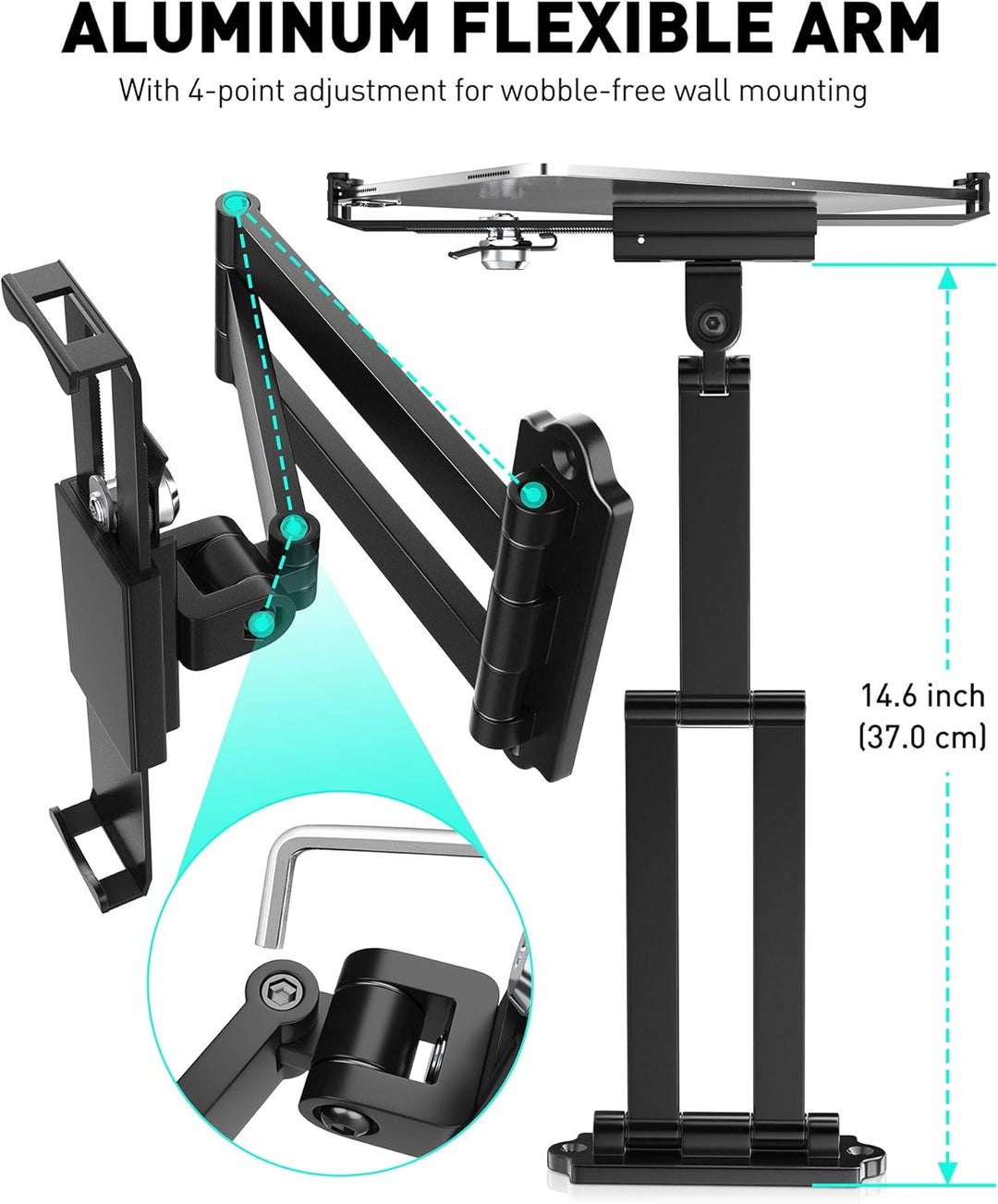 AboveTEK Tablet Wandhalterung iPad Ständer für 7-11Zoll Tablets/iPad/Galaxy Tab/Slate/Fire Tablet Ha