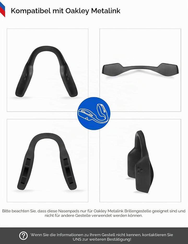 BLAZERBUCK Ersatz-Nasenpolster für Oakley Metalink OX8153 Brillen Schwarz/Schwarz, Schwarz/Schwarz