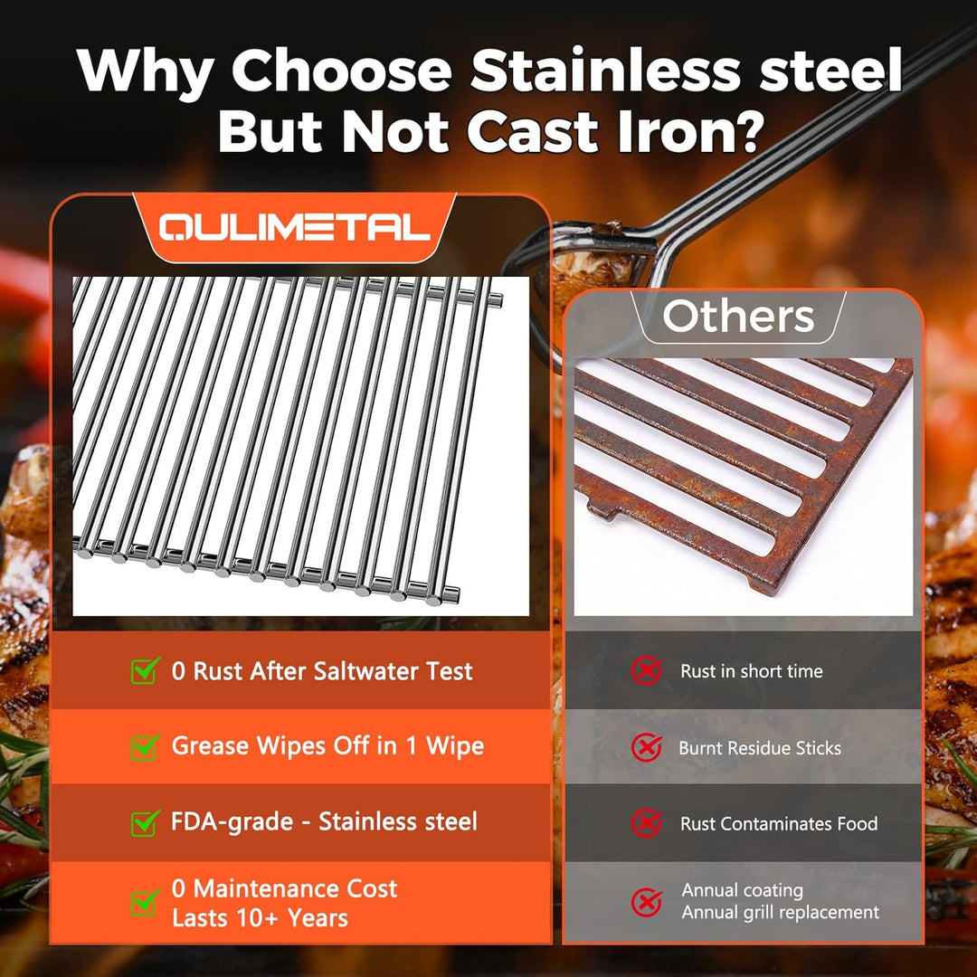 QuliMetal 49,5 x 33cm 7528 Grillrost Edelstahl für Weber Genesis E-310/320/330, S-310/320/330 (2007-