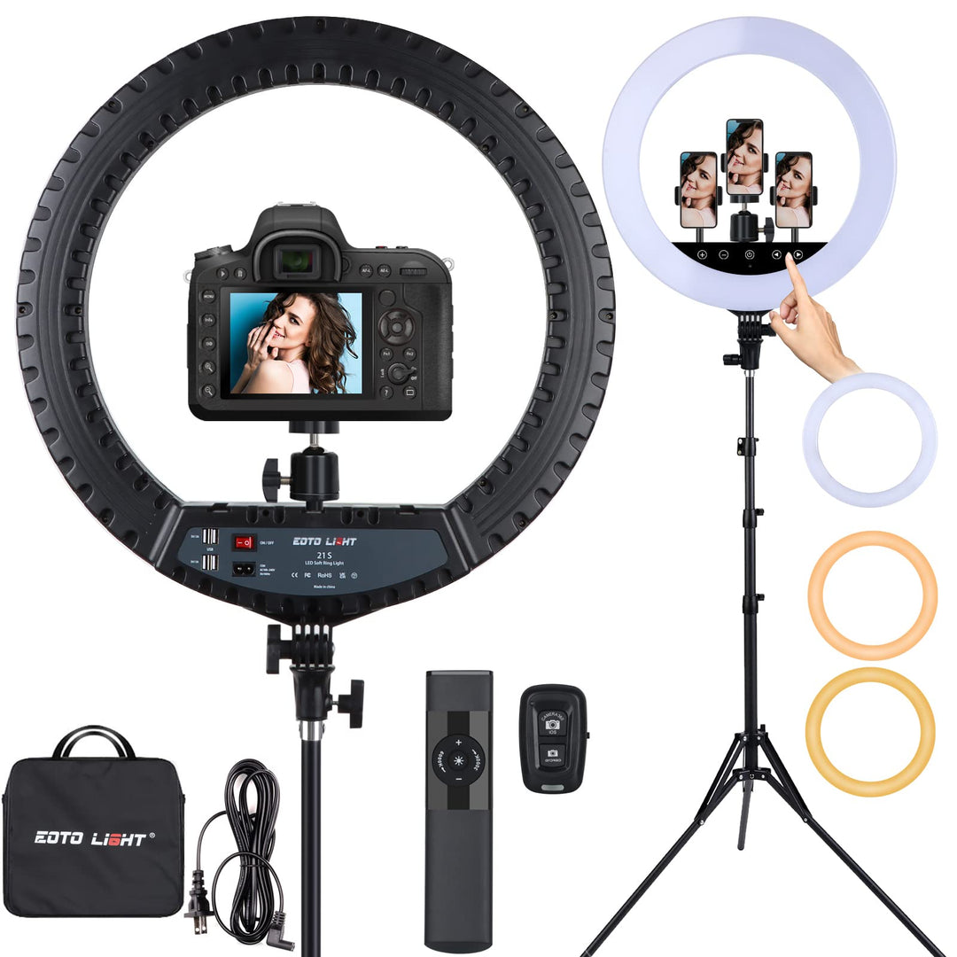 21 Zoll LED-Ringlicht mit Stativständer, grosses Selfie-Ringlicht mit Touch-Panel für YouTube Vlog V