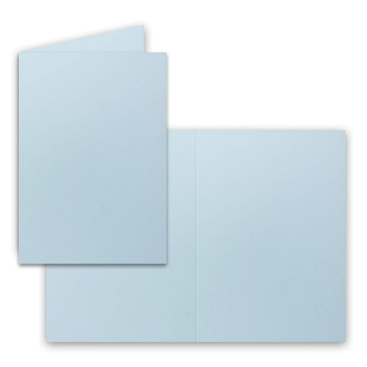 100 Faltkarten B6 - Hellblau - PREMIUM QUALITÄT - 11,5 x 17 cm - sehr formstabil - für Drucker geeig