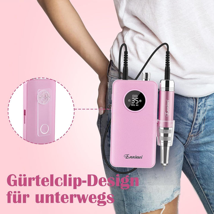 Nagelfräser 35000RPM für Gelnägel, Wiederaufladbarer Elektrischer Nagelfräser mit LED-Anzeige, Tragb
