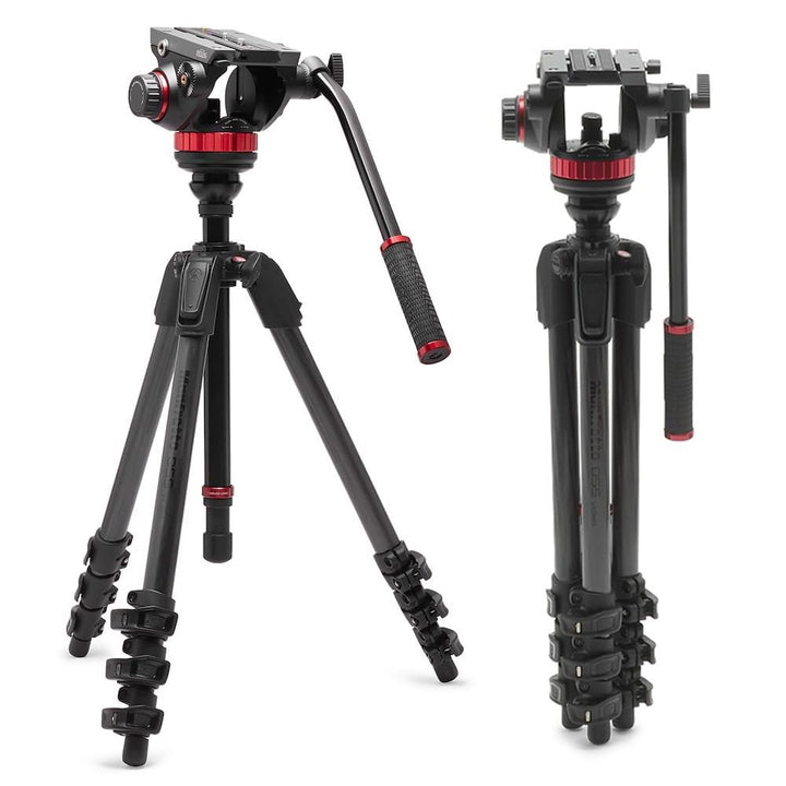 Manfrotto 055 Video-Stativ mit 502 Video-Fluid-Kopf, Carbonfaser, professionelles Schwerlast-Stativs