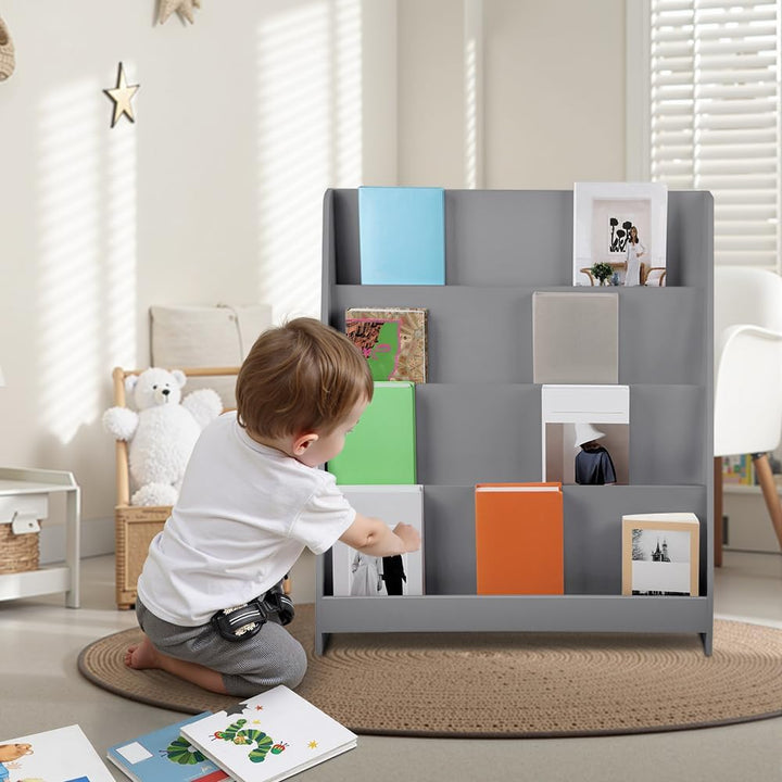 OHMG Bücherregal für Kinder, Aufbewahrung, Spielzeug, Kinder, Bibliothek, Buch, 4 Ebenen, Bücherrega