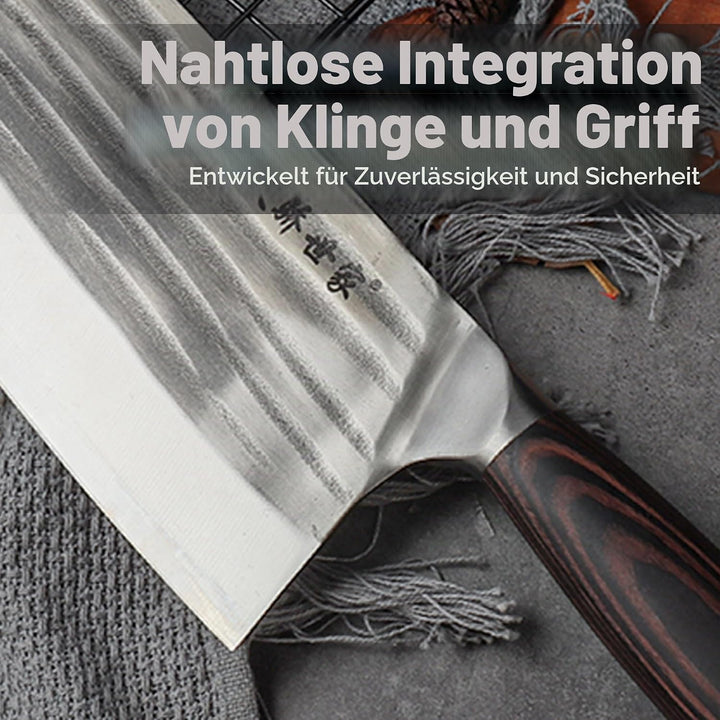 TJ POP Hackmesser Chinesisches Kochmesser Professionelles 18.8cm, Scharfer Fleischerbeil, 50CR15 Sta