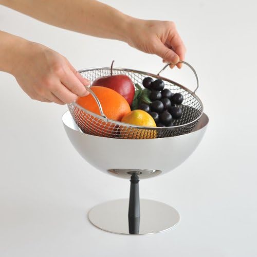 Alessi Obstschale/Sieb aus Edelstahl Fuss aus Aluminium, anthrazit