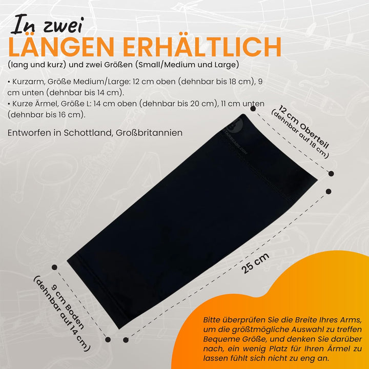 Alba GB Schwarzes arm schutz ärmelschutz ärmel armhülse kurzarm-sleeve für Gitarristen für Klassik,