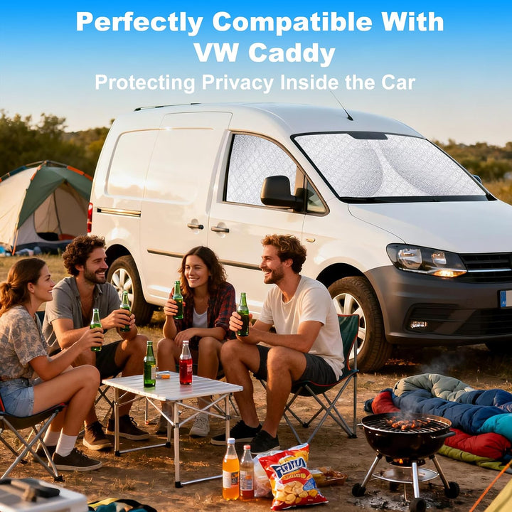 Sonnenschutz Auto Frontscheibe für VW Caddy (3er Set) UV-Schutz Sichtschutz | Perfekte Passform,Schu