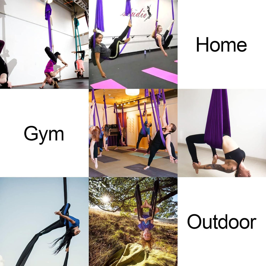aerial yogatuch 5m with Extension Straps, and Carabiners Nur für Erwachsene(5M), C