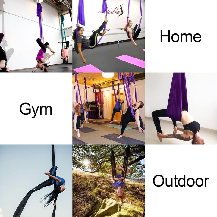 aerial yogatuch 5m with Extension Straps, and Carabiners Nur für Erwachsene(5M), C