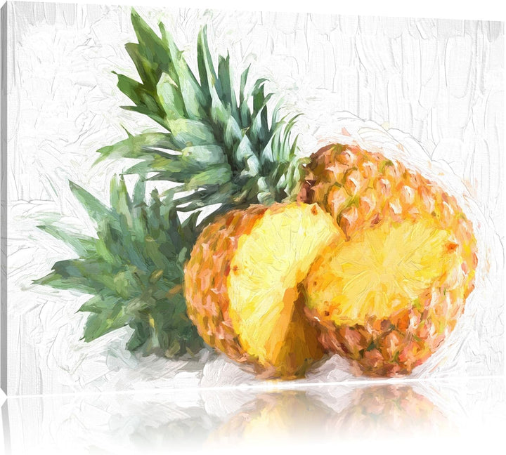 Pixxprint Frische Ananas als Leinwandbild/Grösse: 100x70 cm/Wandbild/Kunstdruck/fertig bespannt, 100