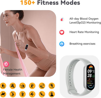 Mi Smart Band 9 Fitness Activity Tracker, Mi Band 9 Smartwatch 1.62''AMOLED Display, 60Hz Bildwieder