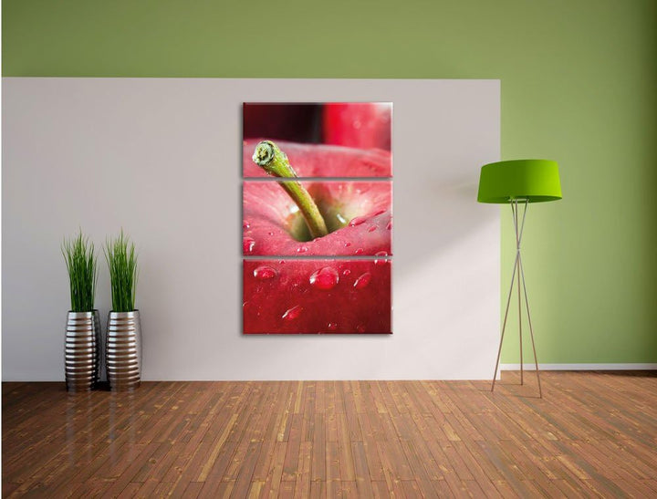 Apfel 3-Teiler Leinwandbild 120x80 Bild auf Leinwand, XXL riesige Bilder fertig gerahmt mit Keilrahm