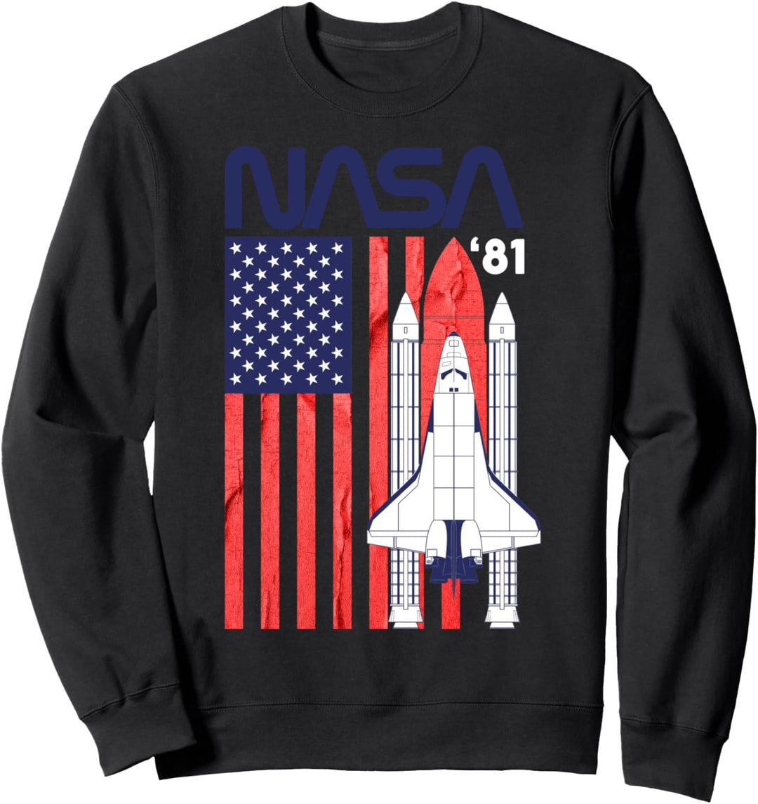 NASA Shuttle And Full American Flag Poster Sweatshirt