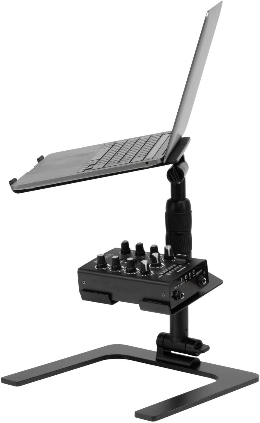 Ibiza - SLAP200 - Doppelständer für Laptop und einstellbares 360° DJ-Pult - Schwarz, SLAP200