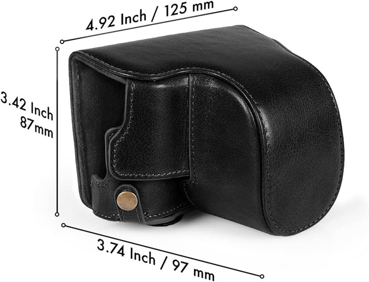 MegaGear MG1605 Leica D-Lux 7 Ever Ready Echtleder Kamera-Case mit Trageriemen - Schwarz, Schwarz