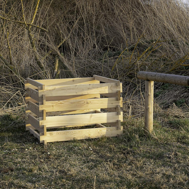 Holzkomposter Sibirische Lärche 80x80xH60 cm mit Holz-Stecksystem Komposter Komposte Steckkomposter