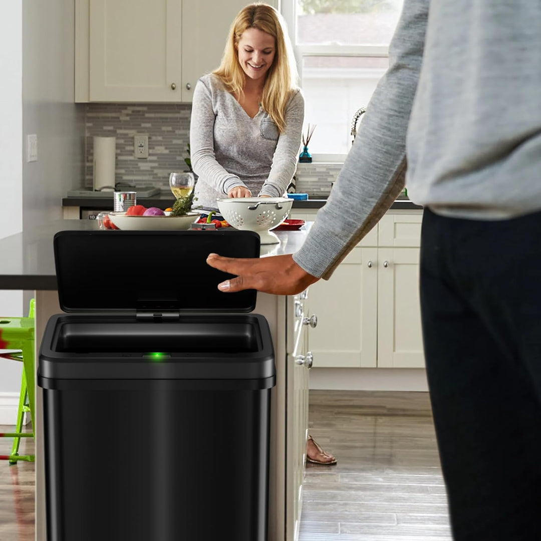 Gardtech 60 Liter Mülleimer Küche mit Sensor - Abfalleimer mit Bewegungssensor - Klemmring für Müllb