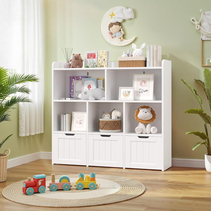 Xbro Kinderregal mit 3 Schubladen auf Rollen und 5 offenen Fächern, Kinder Bücherregal & Spielzeugre