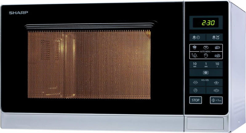 Sharp R342INW Solo-Mikrowelle / 25 L / 900 W / LED-Display / 8 Automatikprogramme / Timer / Gewichtg