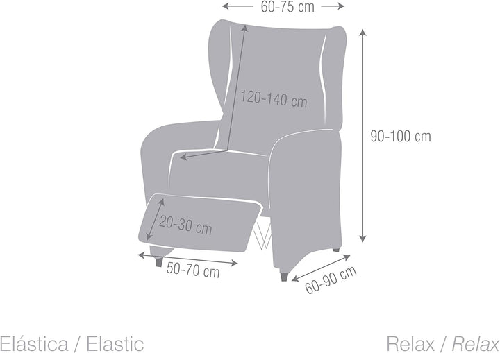 Eysa Dorian elastisch Sofa überwurf relaxsessel, Chenille, 6-grau, 37 x 9 x 29 cm, 6-grau
