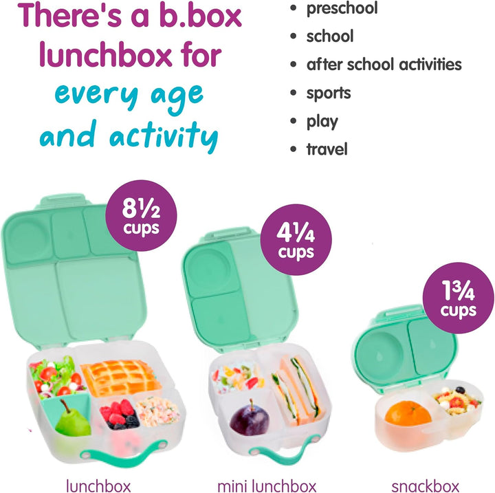 b.box Brotdose | Grosse Bento-Box mit 4 Fächern (2 auslaufsicher), herausnehmbarer Trenner, Gel-Kühl