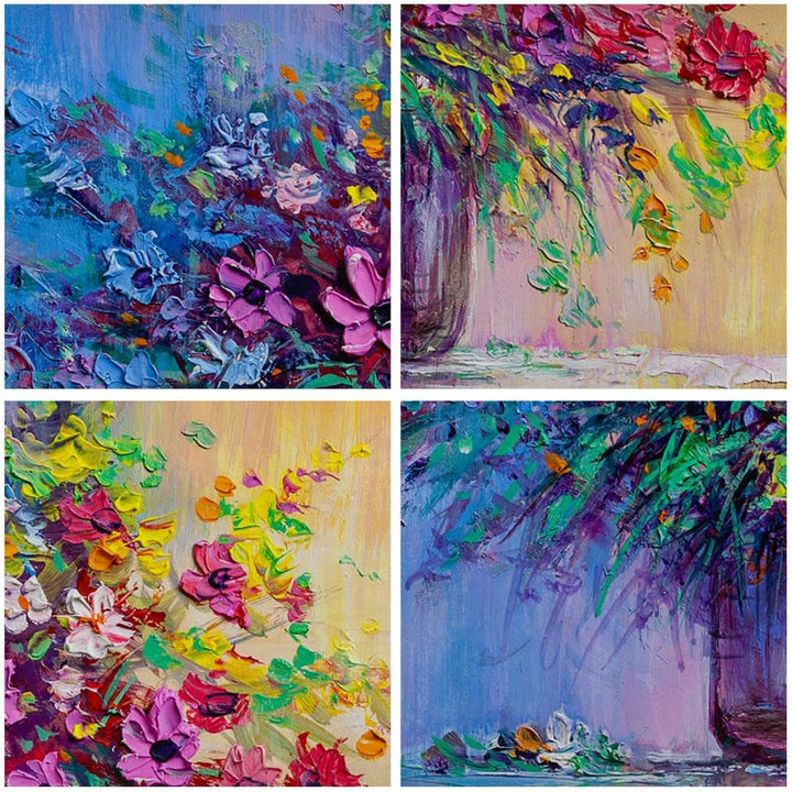 ARTTOR Bilder auf Leinwand 100x70cm Leinwandbild mit Rahmen Blumen Vase Gross Wanddeko Bild Schlafzi