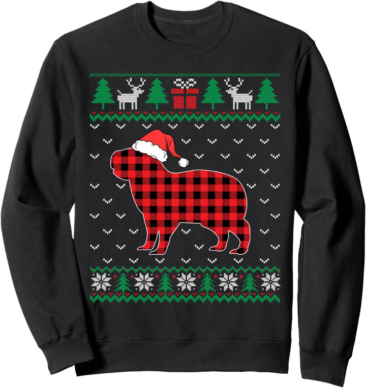 Capybara Weihnachtspullover mit rotem Karomuster Sweatshirt